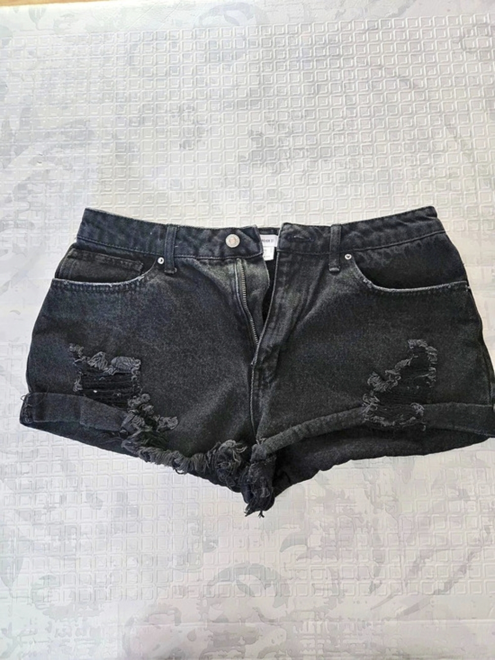 Forever 21 Distressed Black Jean Shorts Waist 30